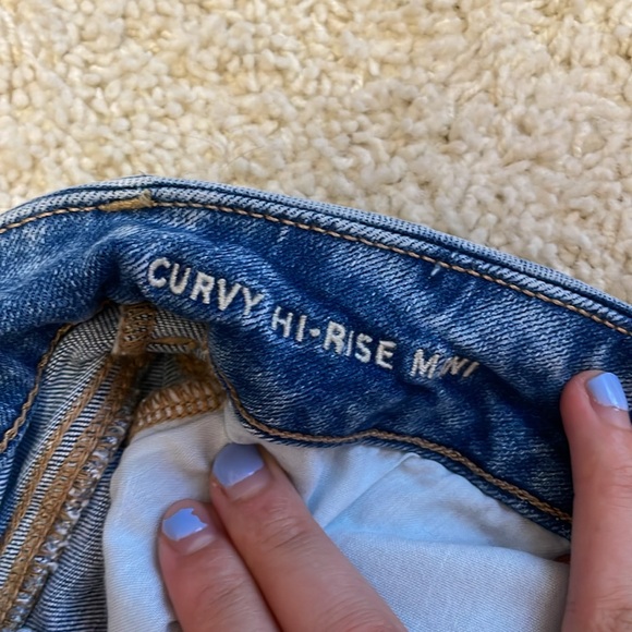 Bundle of Two American Eagle Curvy High-Rise Mini Denim Skirts, Size 0 Regular - Picture 8 of 9